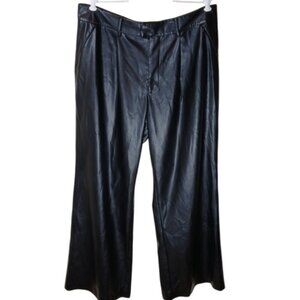 Good American Faux Leather Wide Leg Pants in black Plus size 16